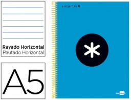 Cuaderno espiral Liderpapel Antartik A-5 tapa forrada 120h micro 100g raya horizontal color azul